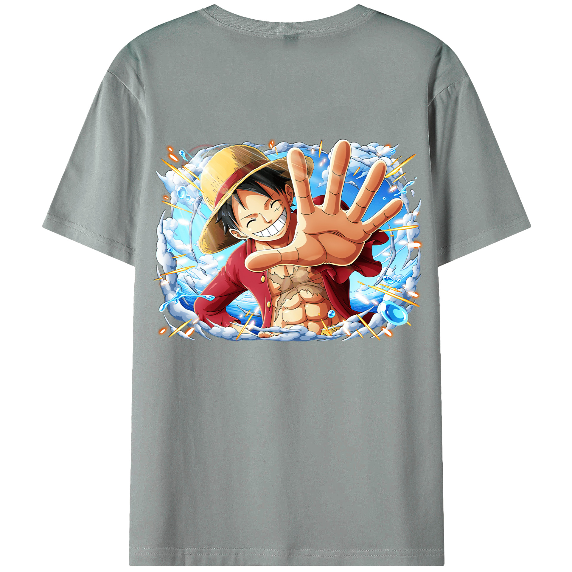 ワンピース モンキー・D・ルフィ ONE PIECE Monkey D. Luffy 綿100％ メンズ半袖Tシャツ（バックプリント） 通気性